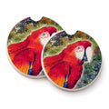 Parrot Parrot Head Set of 2 Cup Holder Car Coasters Absorbent Round Sandstone Coasters Gifts for Men or Women, 2.5, Multicolor