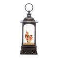 LED Snow Globe Lantern with Santa and Snowman 10.5"H