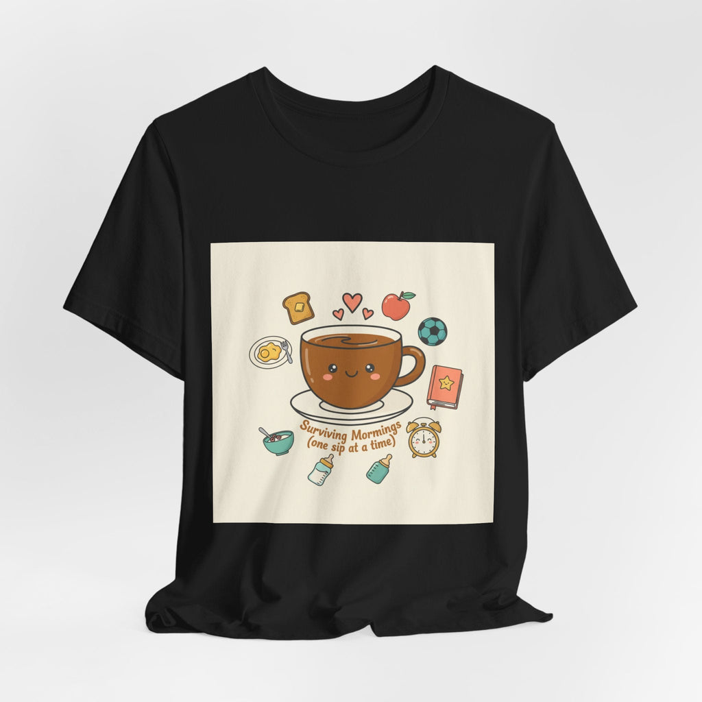 Morning Chaos Coffee & Kids Tee | mom life tee, tired parent shirt