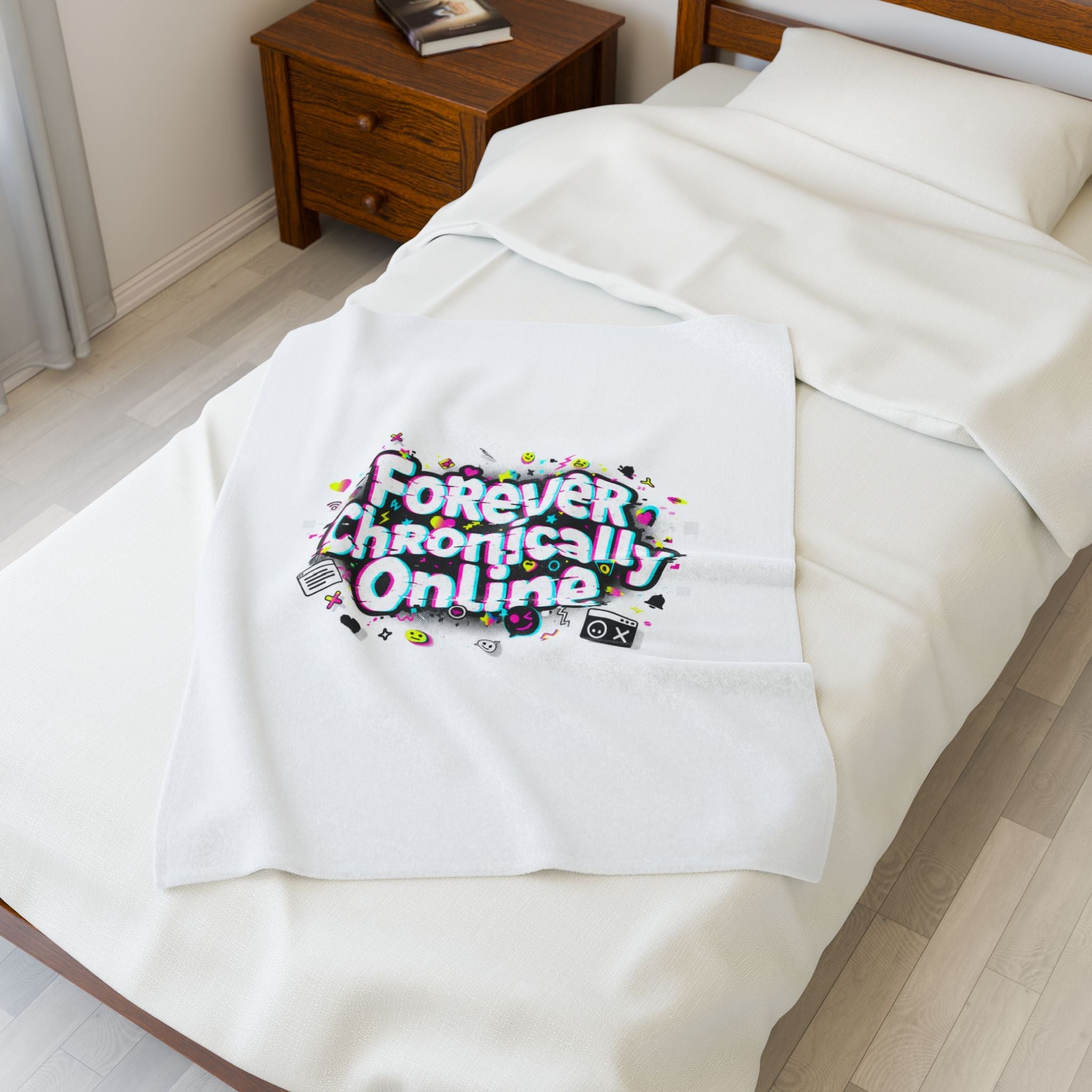 Forever Chronically Online Velveteen Blanket | brainrot, internet meme culture