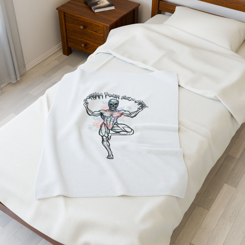 Scream Your Self-Care Velveteen Plush Blanket | gothic wellness, hard rock motivational