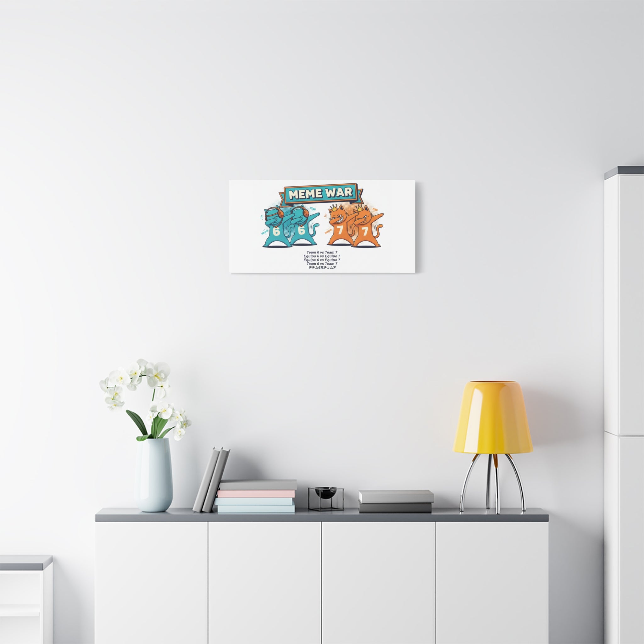 Meme War: Six vs. Seven Canvas Wall Art