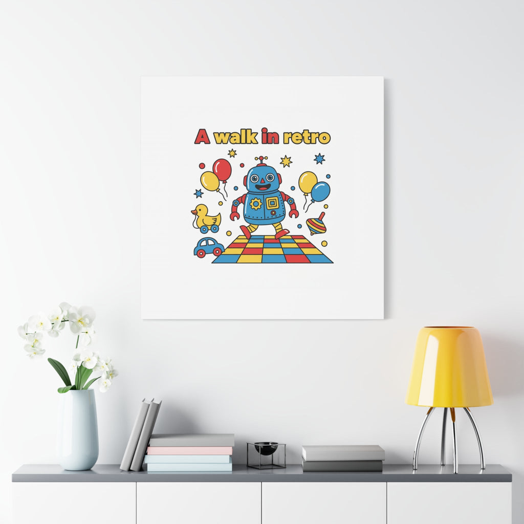 Retro Toy Robot Canvas | Throwback Kid, Primary Color Nostalgia