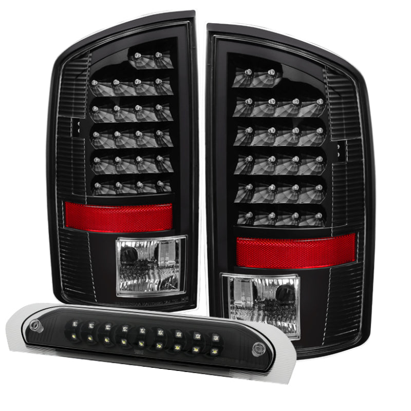 SPYDER Xtune Dodge Ram 02-06 1500 LED Tail Light w/ LED 3rd Brake Lamps- Black ALT-JH-DR02-LED-SET-BK 9032769