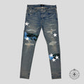 Amiri Hawaiian Star Art Patch Jeans in Clay Indigo