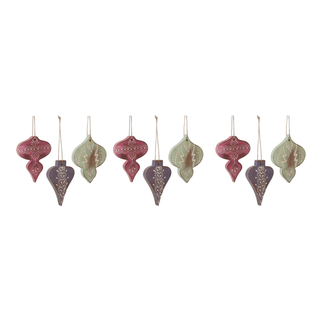 Wood Finial Ornament (Set of 6)