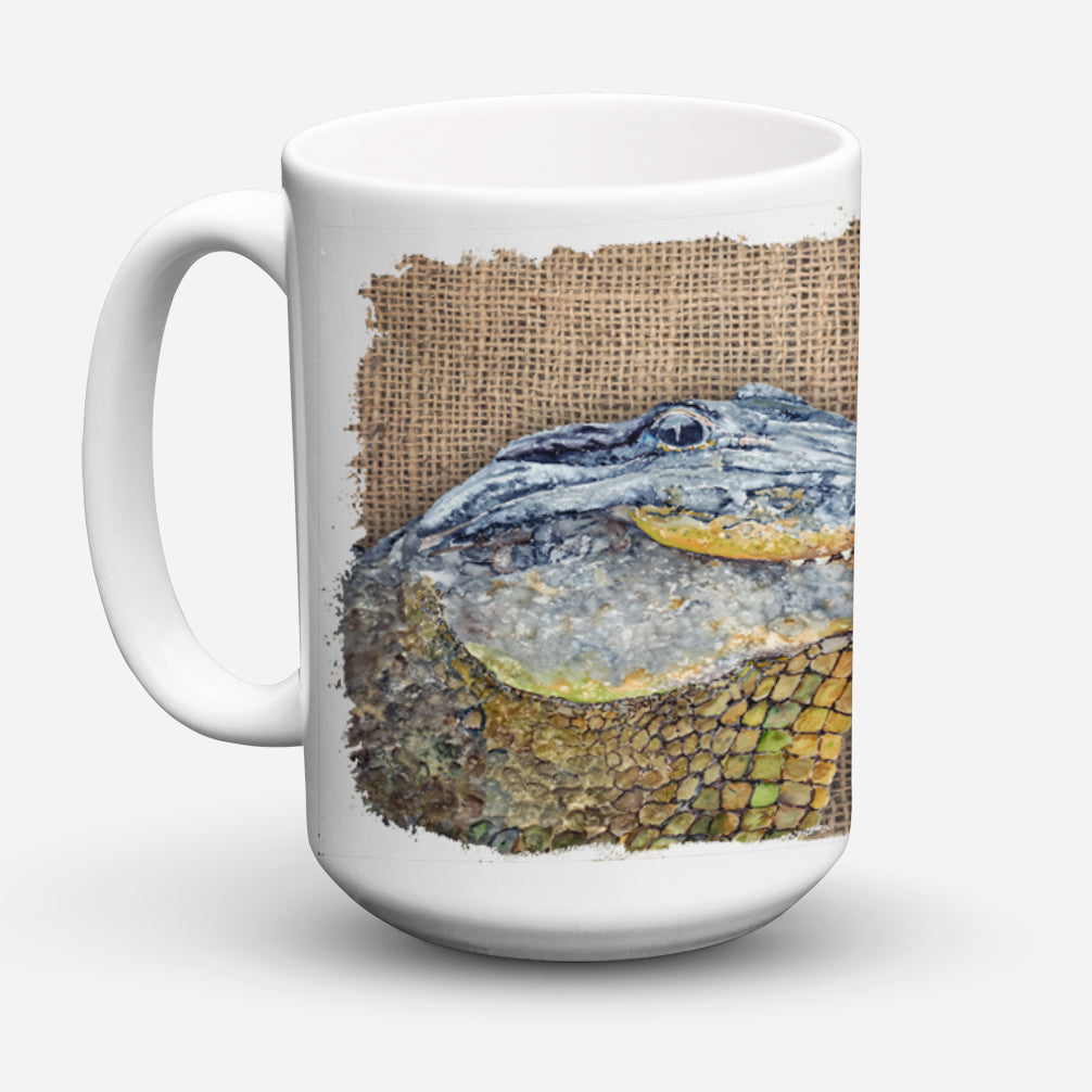 Alligator Ceramic Coffee Mug 15 oz Decorative Large C Handle Mug Cup for Tea, Cocoa Hot Chocolate