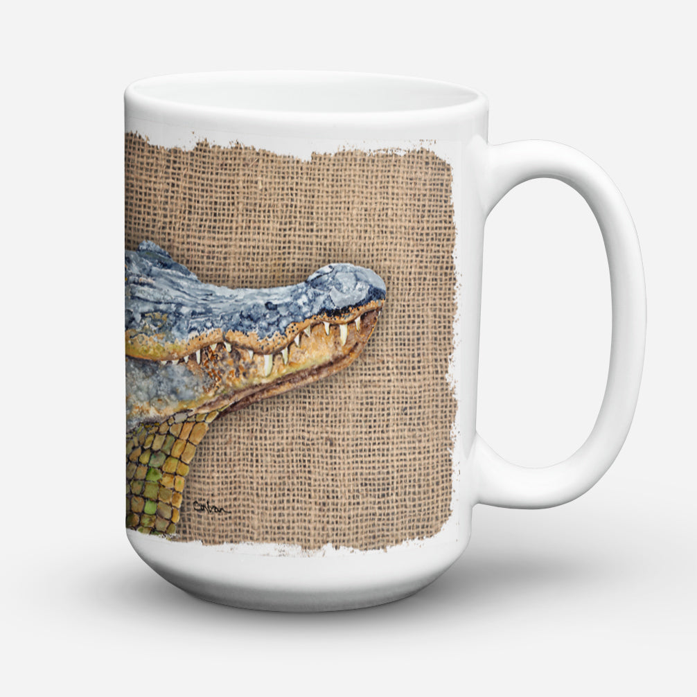 Alligator Ceramic Coffee Mug 15 oz Decorative Large C Handle Mug Cup for Tea, Cocoa Hot Chocolate