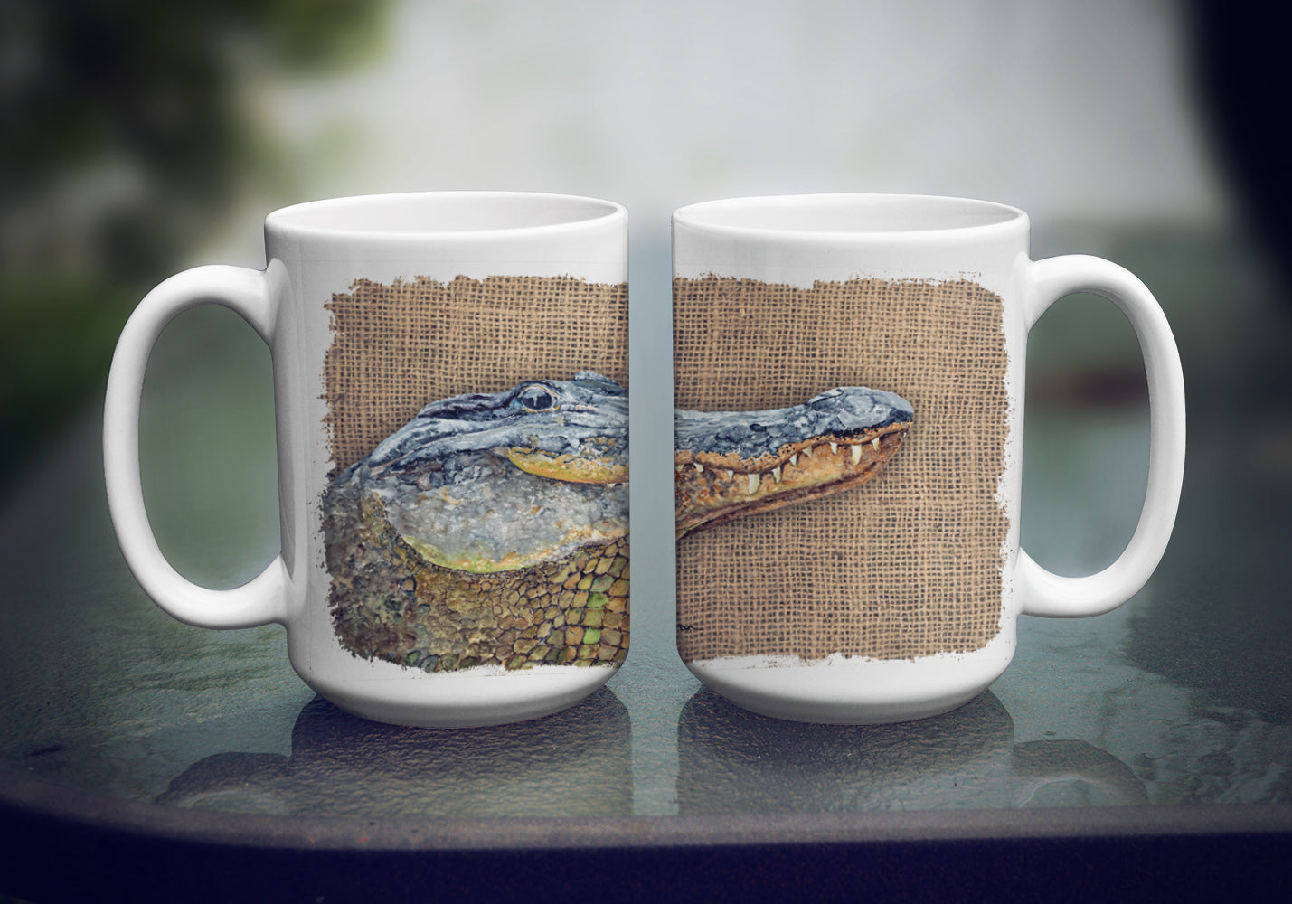 Alligator Ceramic Coffee Mug 15 oz Decorative Large C Handle Mug Cup for Tea, Cocoa Hot Chocolate