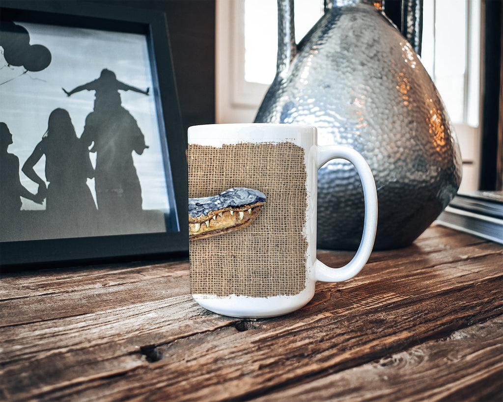 Alligator Ceramic Coffee Mug 15 oz Decorative Large C Handle Mug Cup for Tea, Cocoa Hot Chocolate