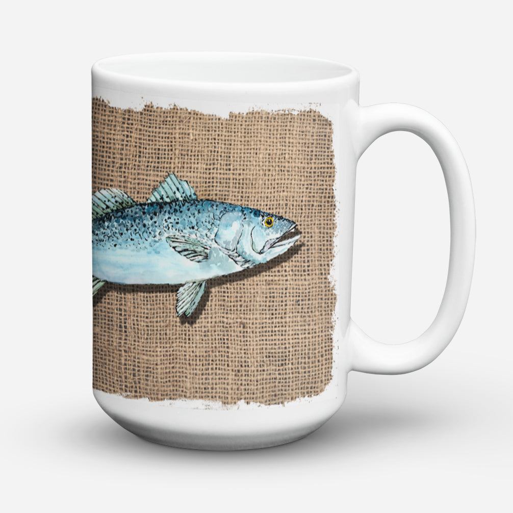 Fish Speckled Trout Ceramic Coffee Mug 15 oz Decorative Large C Handle Mug Cup for Tea, Cocoa Hot Chocolate