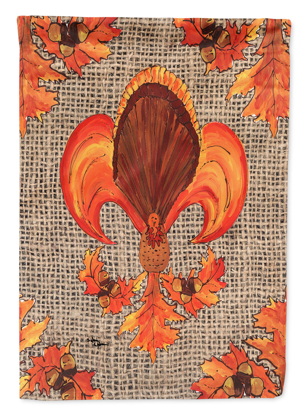 Thanksgiving Turkey Fleur de lis  on Faux Burlap Garden Flag Mailbox Decorative Yard Banner Outside Patio Artwork for Flower Beds, Garden Size, Multicolor