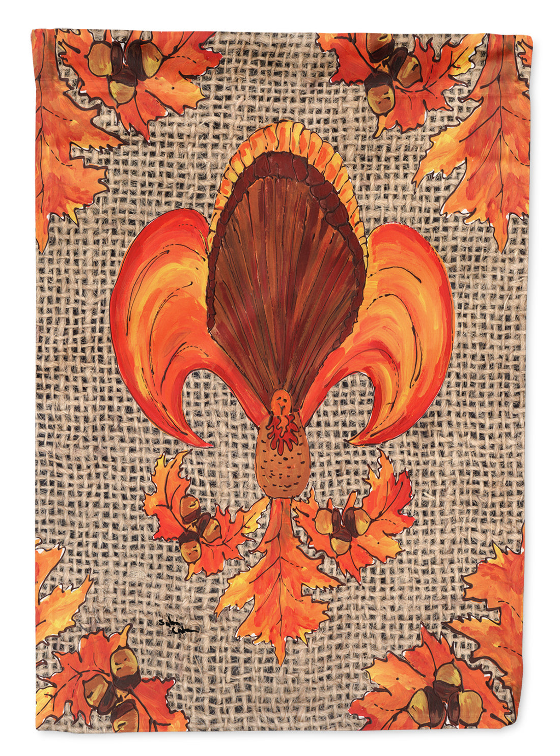 Thanksgiving Turkey Fleur de lis  on Faux Burlap Garden Flag Mailbox Decorative Yard Banner Outside Patio Artwork for Flower Beds, Garden Size, Multicolor