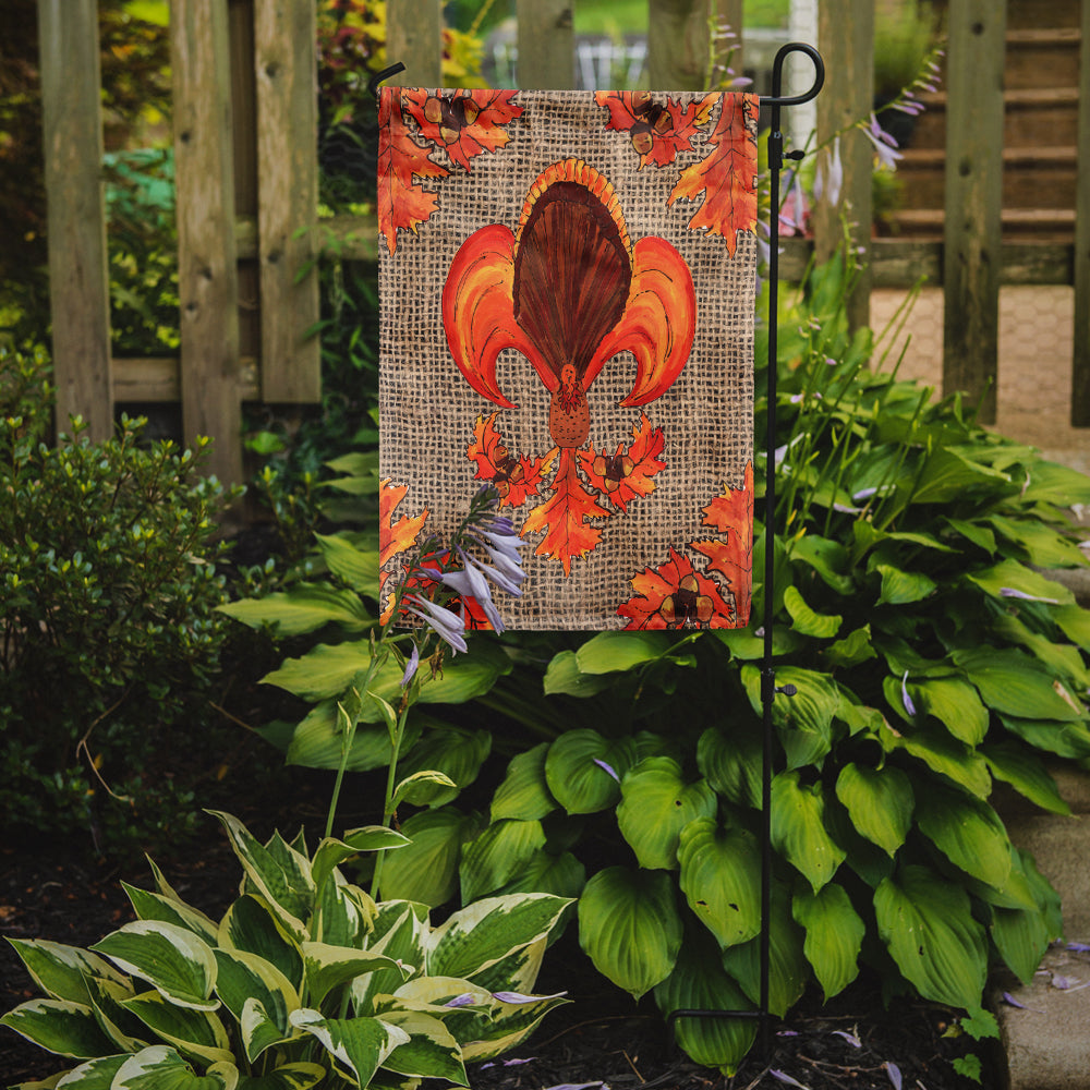 Thanksgiving Turkey Fleur de lis  on Faux Burlap Garden Flag Mailbox Decorative Yard Banner Outside Patio Artwork for Flower Beds, Garden Size, Multicolor