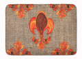Thanksgiving Turkey Fleur de lis on Faux Burlap Memory Foam Kitchen Mat Machine Washable Anti-Fatigue Cushion Comfort Bath or Kitchen Rug