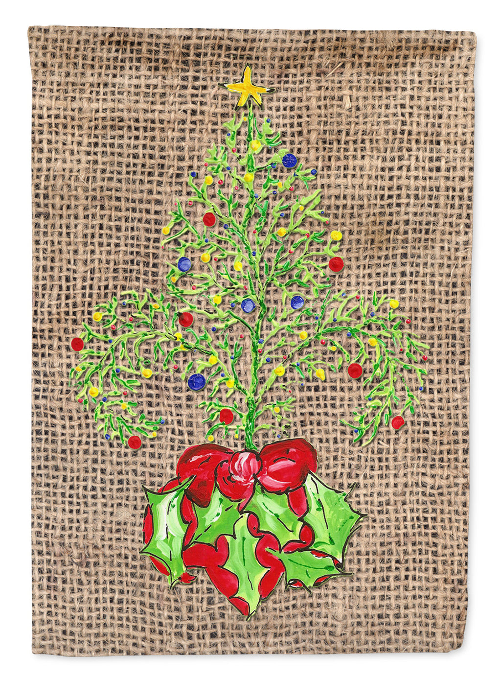 Christmas Tree Fleur de lis on Faux Burlap Garden Flag Mailbox Decorative Yard Banner Outside Patio Artwork for Flower Beds, Garden Size, Multicolor