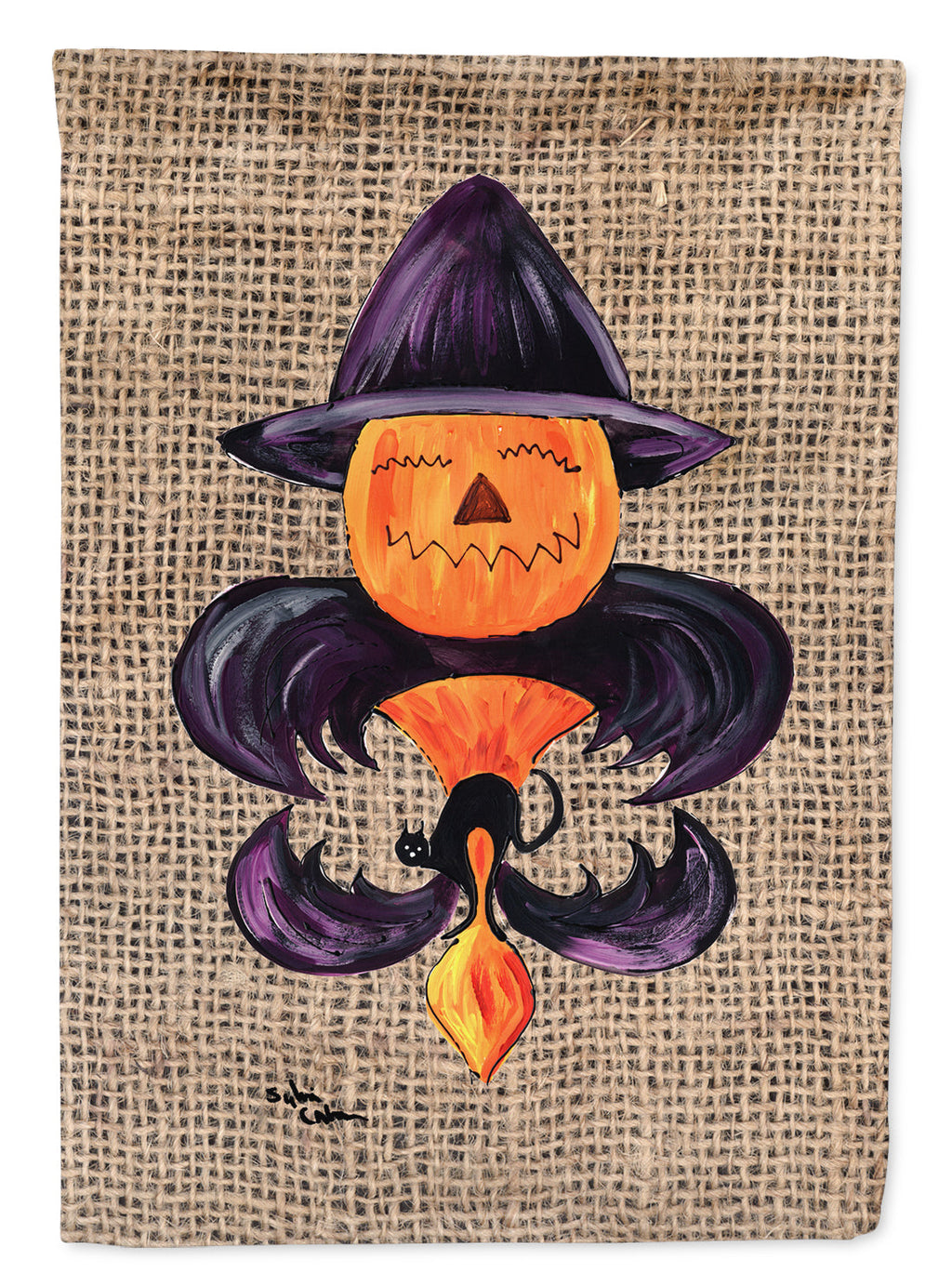 Halloween Pumpkin and Bat Fleur de lis on Faux Burlap Garden Flag Mailbox Decorative Yard Banner Outside Patio Artwork for Flower Beds, Garden Size, Multicolor