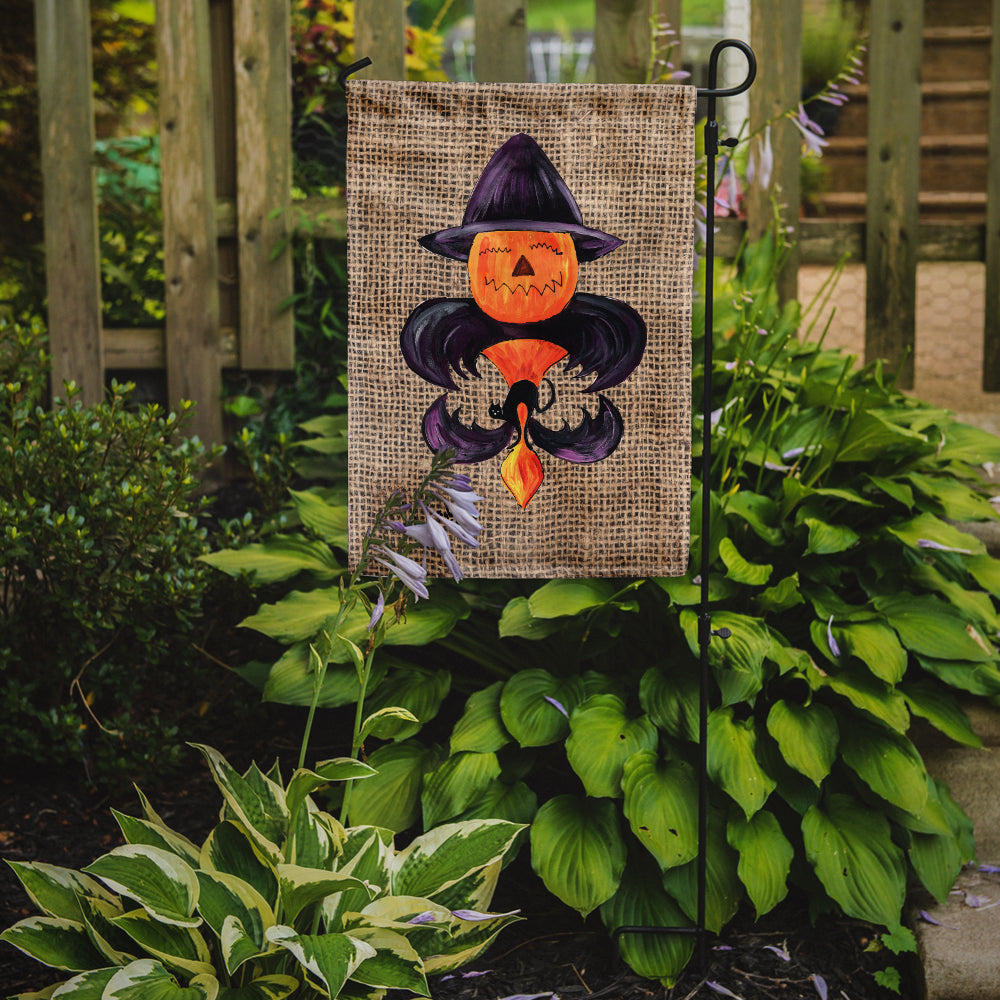 Halloween Pumpkin and Bat Fleur de lis on Faux Burlap Garden Flag Mailbox Decorative Yard Banner Outside Patio Artwork for Flower Beds, Garden Size, Multicolor