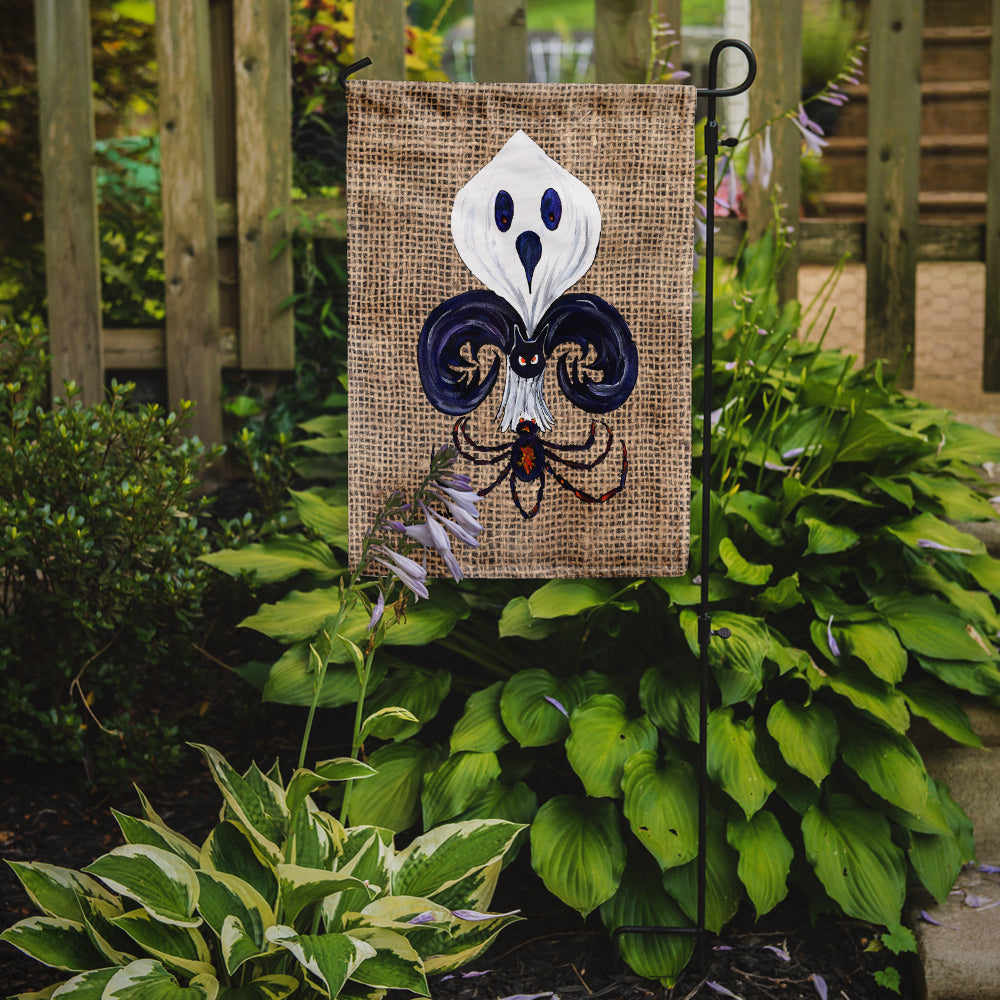 Halloween Ghost Bat and Spider Fleur de lis on Faux Burlap Garden Flag Mailbox Decorative Yard Banner Outside Patio Artwork for Flower Beds, Garden Size, Multicolor