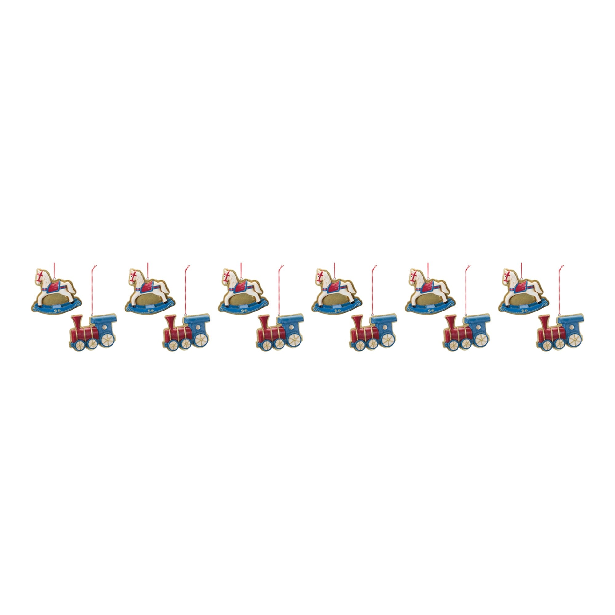 Rocking Horse and Toy Train Ornament (Set of 12)