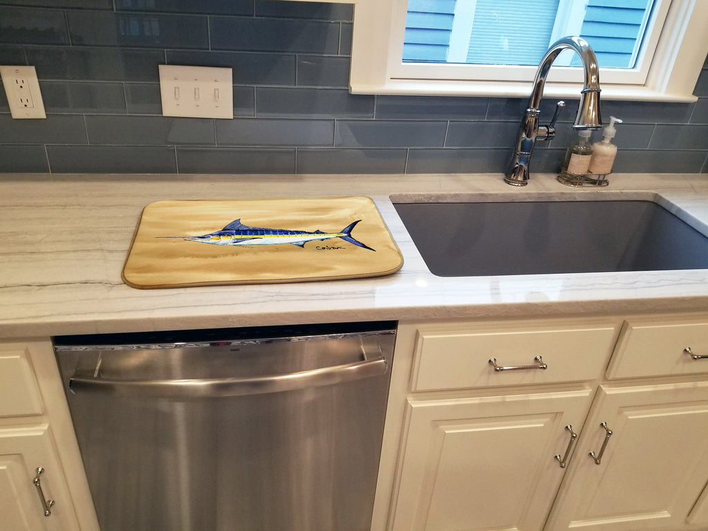 Swordfish on Sandy Beach Dish Drying Mat Absorbent Dish Drying Mat Pad for Kitchen Counter Dish Drainer Mat for Countertop, 14 x 21", Multicolor