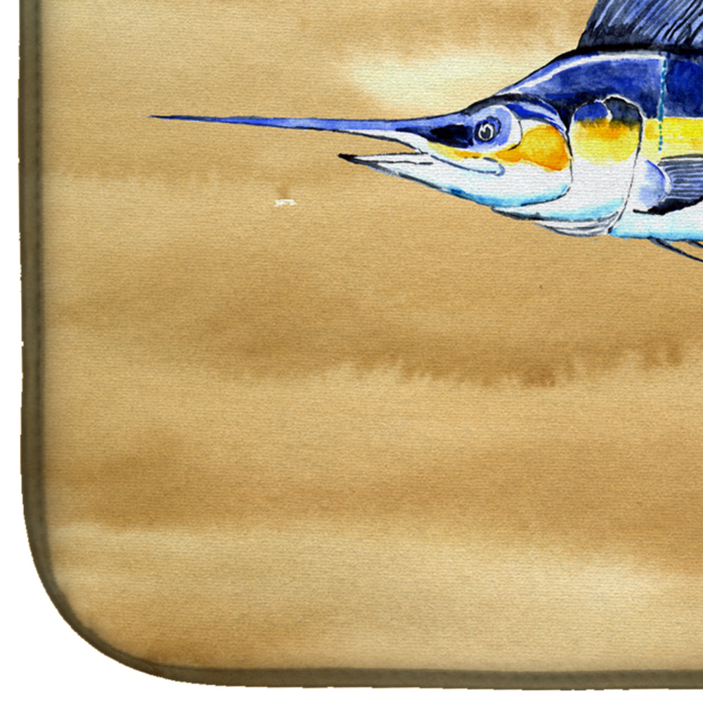 Swordfish on Sandy Beach Dish Drying Mat Absorbent Dish Drying Mat Pad for Kitchen Counter Dish Drainer Mat for Countertop, 14 x 21", Multicolor