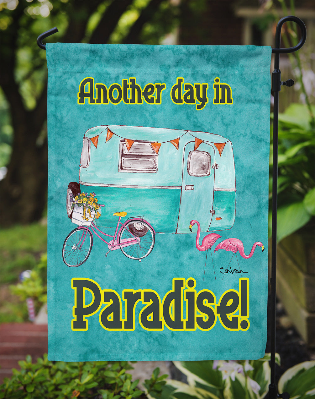 Another Day in Paradise Garden Flag Mailbox Decorative Yard Banner Outside Patio Artwork for Flower Beds, Garden Size, Multicolor