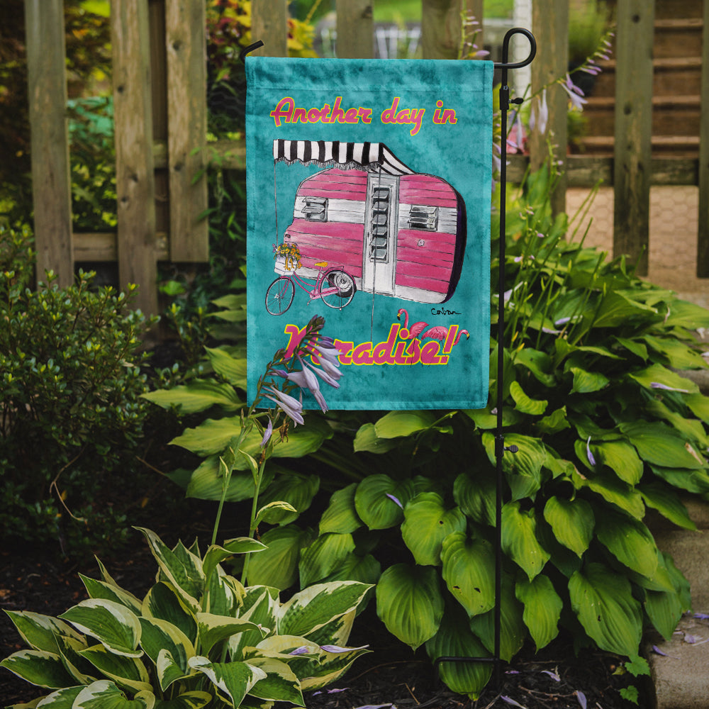 Another Day in Paradise Retro Glamping Trailer Garden Flag Mailbox Decorative Yard Banner Outside Patio Artwork for Flower Beds, Garden Size, Multicolor