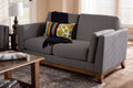 Baxton Studio Sava Mid-Century Modern Grey Fabric Upholstered Walnut Wood 2-Seater Loveseat