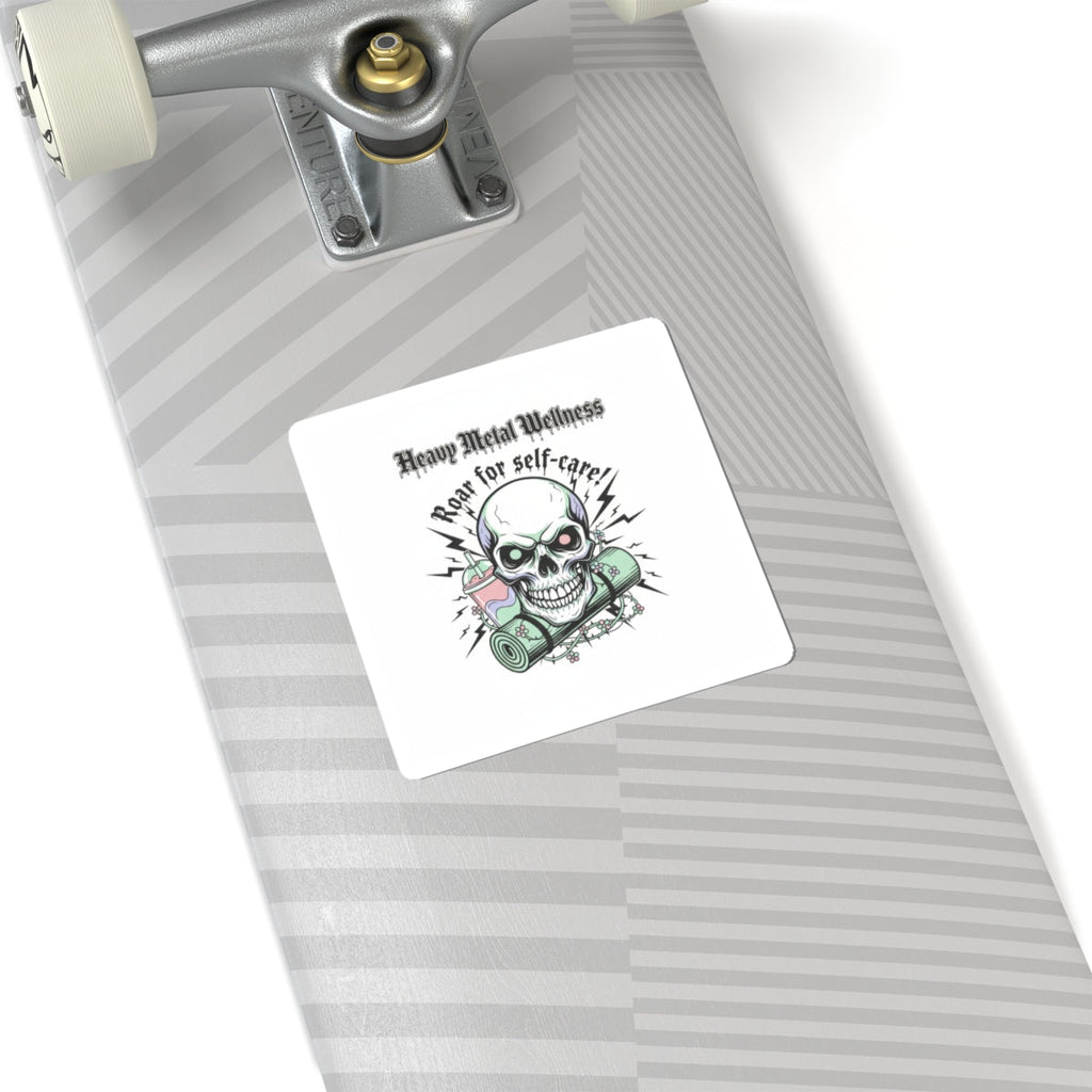 Heavy Metal Wellness Skull Sticker | gothic wellness quote, edgy self-care merch