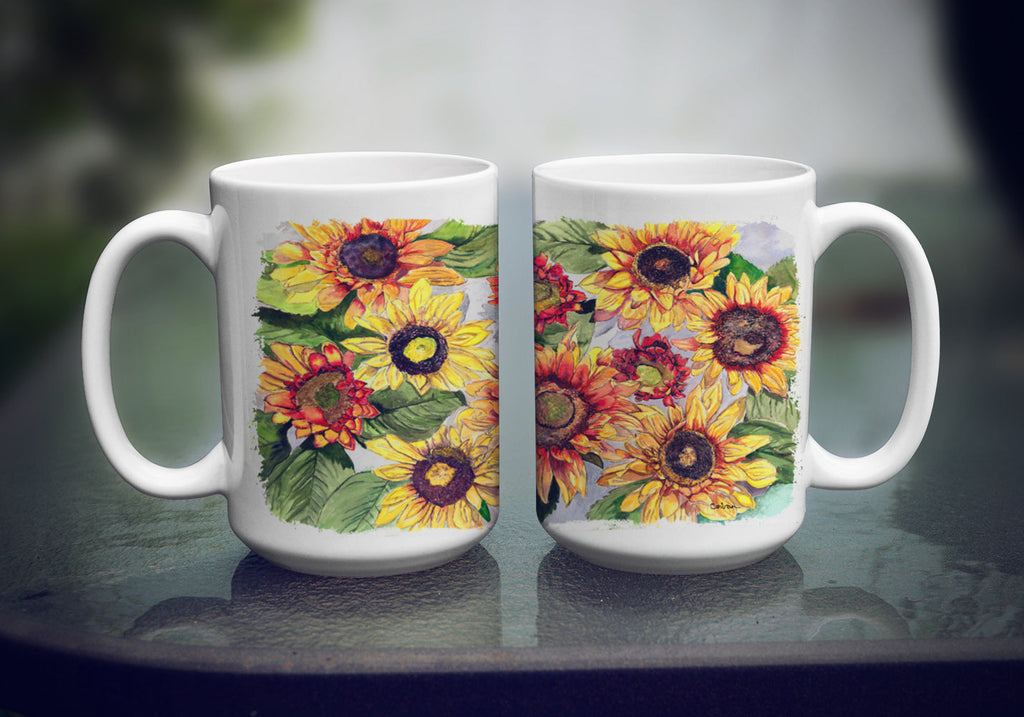 Sunflowers Ceramic Coffee Mug 15 oz Decorative Large C Handle Mug Cup for Tea, Cocoa Hot Chocolate