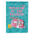 Welcome to the Trailer Retro Glamping Trailer House Flag 28x40 Porch Sleeve Pole Decorative Outside Yard Banner Artwork Wall Hanging, Polyester