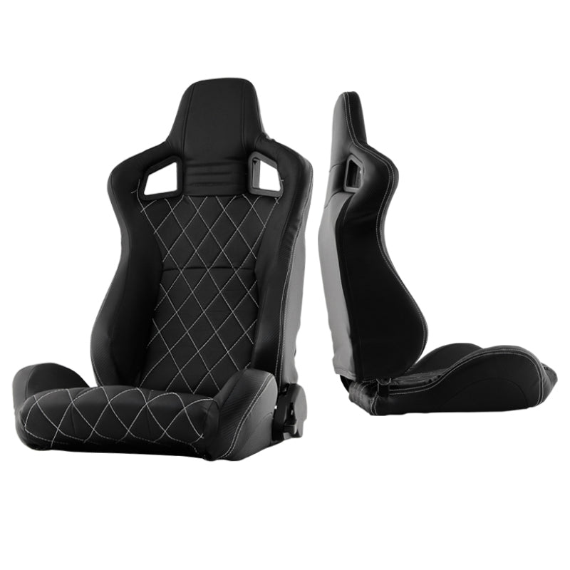 SPYDER Xtune Scs Style Racing Seat Carbon Pu White X Black/Black Driver Side RST-SCS-05-BKWX-DR 9933974