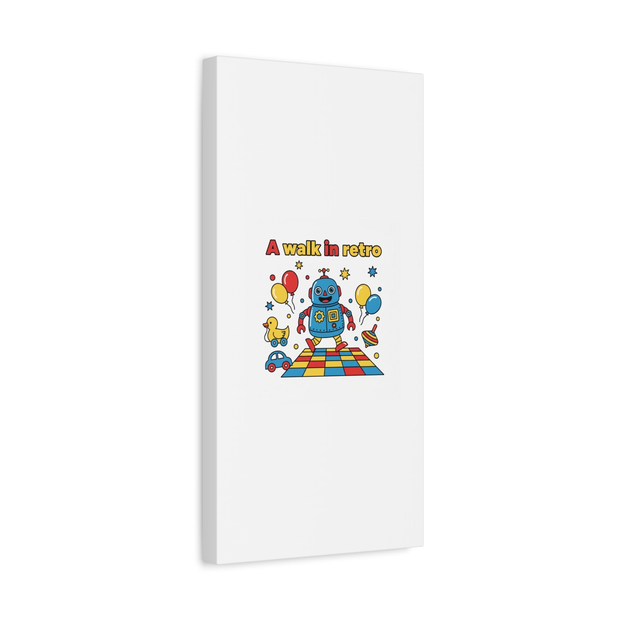 Retro Toy Robot Canvas | Throwback Kid, Primary Color Nostalgia