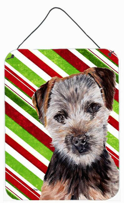 Norfolk Terrier Puppy Candy Cane Christmas Wall or Door Hanging Prints Aluminum Metal Sign Kitchen Wall Bar Bathroom Plaque Home Decor Front Door Plaque, 12x16, Multicolor