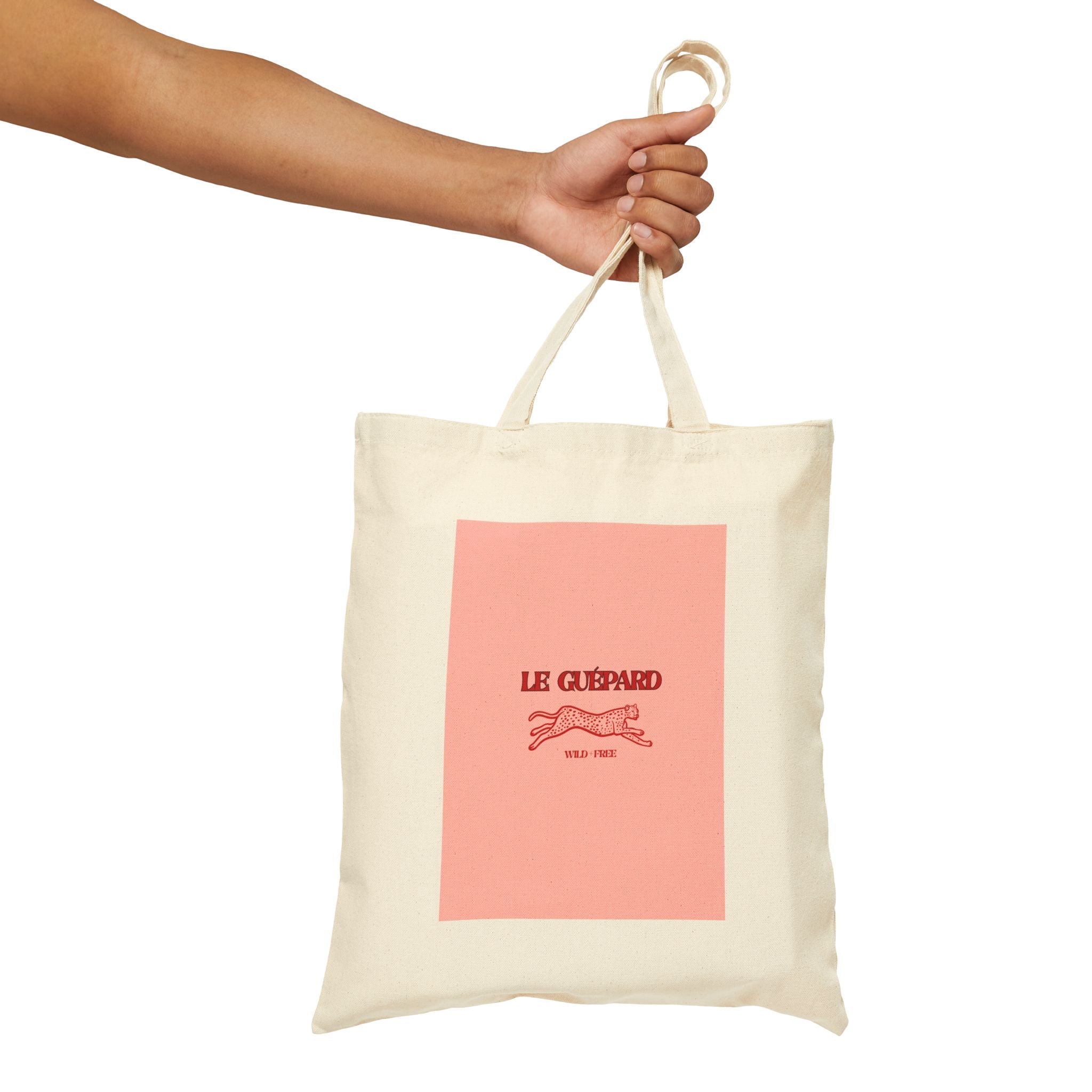 Elegant Pink CHEETAH Cotton Canvas Tote,  Le Guepard