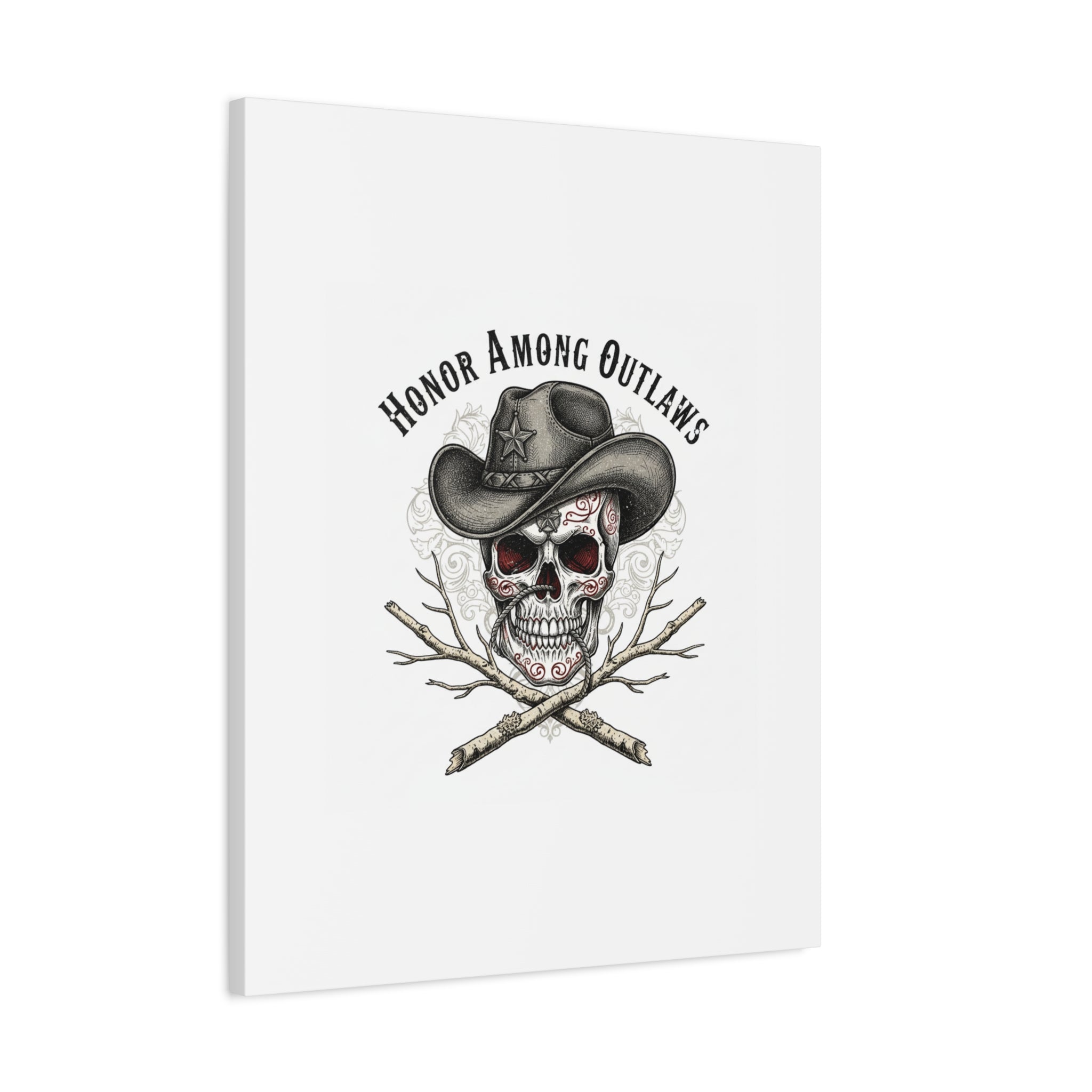 Honor Among Outlaws Canvas | Western Skull Art, Gothic Americana Desert Noir