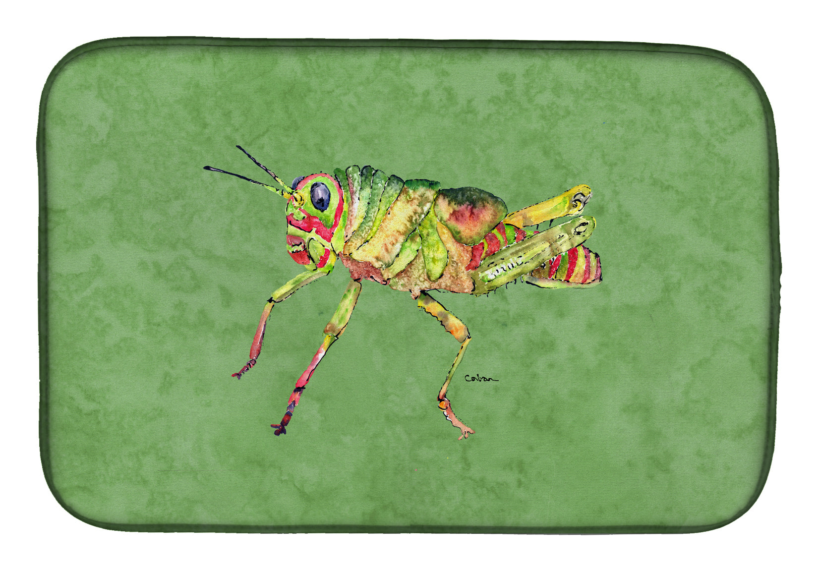 Grasshopper on Avacado Dish Drying Mat Absorbent Dish Drying Mat Pad for Kitchen Counter Dish Drainer Mat for Countertop, 14 x 21", Multicolor