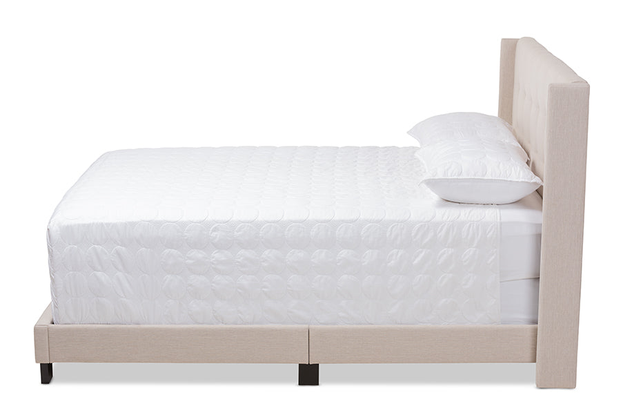 Baxton Studio Lisette Modern and Contemporary Beige Fabric Upholstered Queen Size Bed