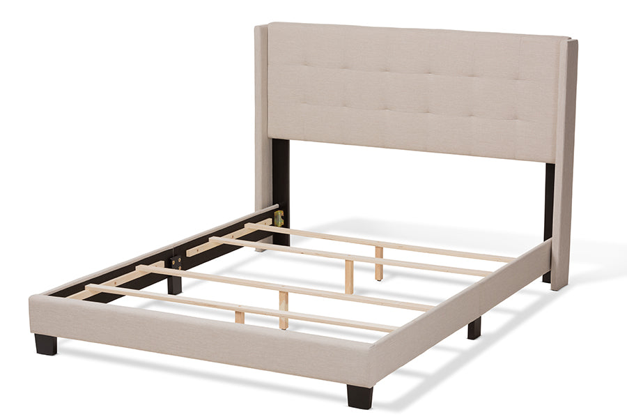 Baxton Studio Lisette Modern and Contemporary Beige Fabric Upholstered Queen Size Bed