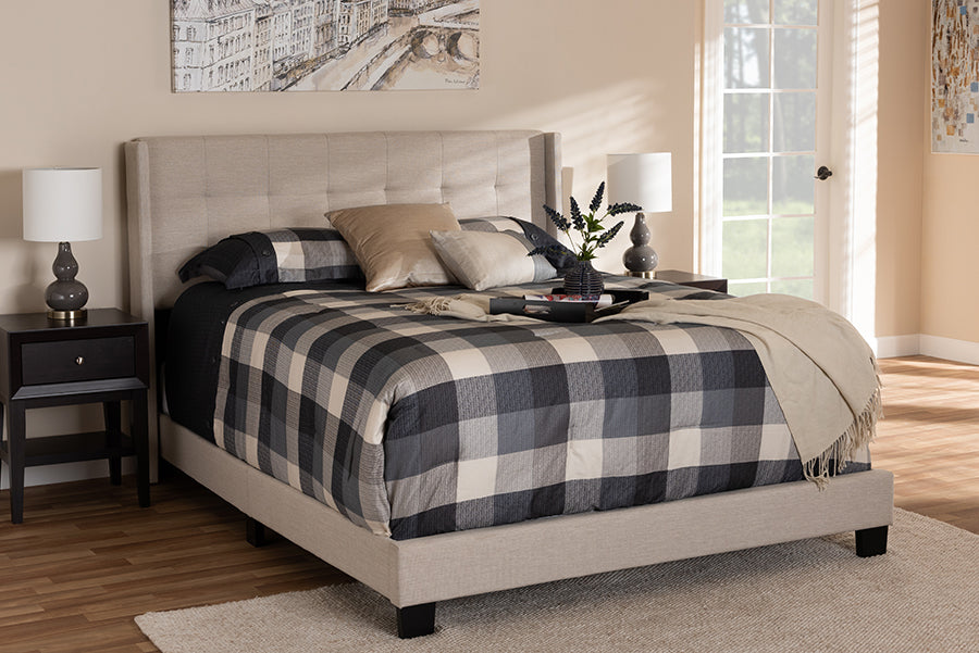 Baxton Studio Lisette Modern and Contemporary Charcoal Grey Fabric Upholstered Queen Size Bed