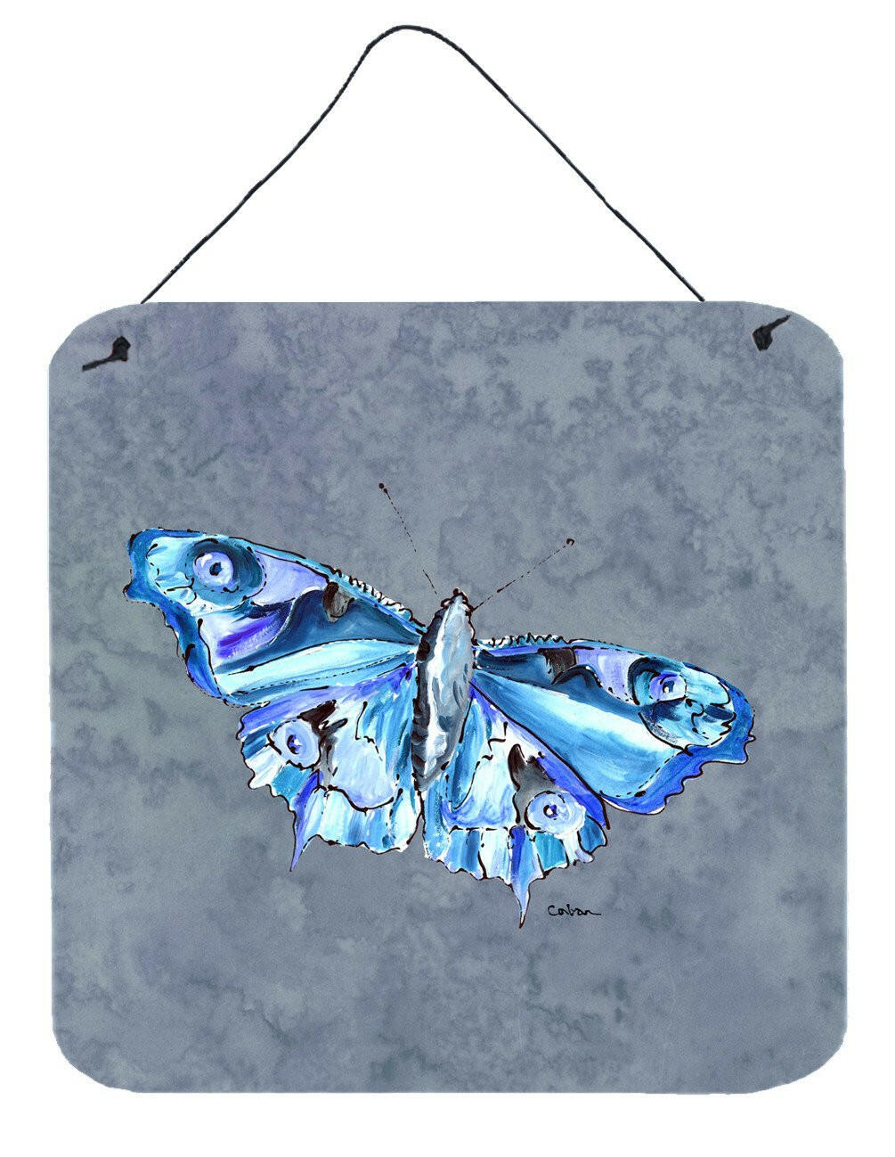 Butterfly on Gray Wall or Door Hanging Prints Aluminum Metal Sign Kitchen Wall Bar Bathroom Plaque Home Decor, 6x6, Multicolor