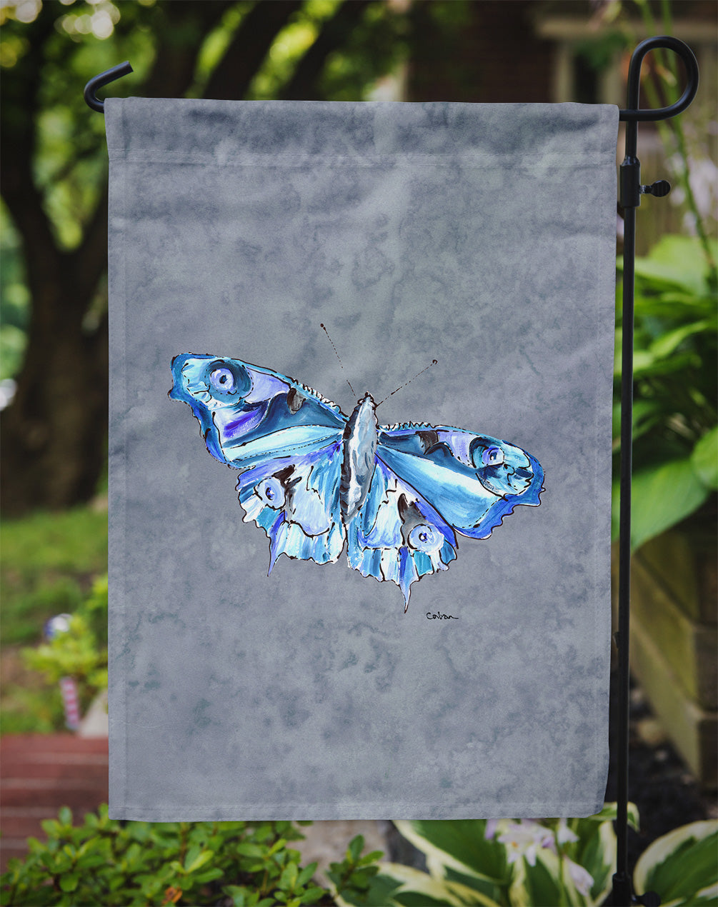 Butterfly on Gray Garden Flag Mailbox Decorative Yard Banner Outside Patio Artwork for Flower Beds, Garden Size, Multicolor