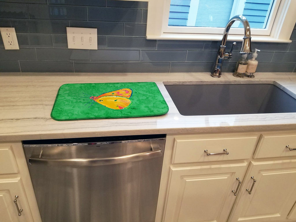 Butterfly Orange on Green Dish Drying Mat Absorbent Dish Drying Mat Pad for Kitchen Counter Dish Drainer Mat for Countertop, 14 x 21", Multicolor