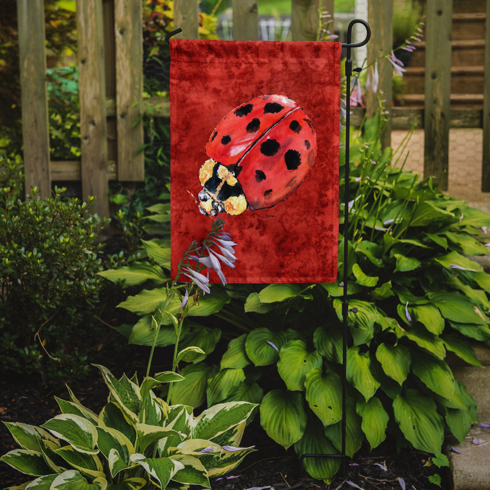 Lady Bug on Deep Red Garden Flag Mailbox Decorative Yard Banner Outside Patio Artwork for Flower Beds, Garden Size, Multicolor