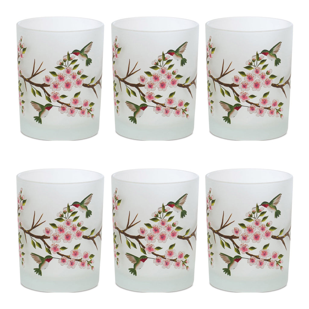Glass Hummingbird Votive Candle Holder (Set of 6)