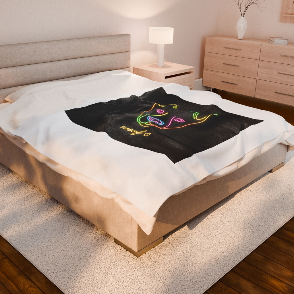 Neon Dog 'woof' Plush Blanket | Office Humor, Meeting Meme