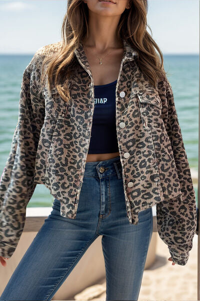 Lightweight Leopard Button Down Long Sleeve Jacket Bold & Trendy Luxury Print Outerwear