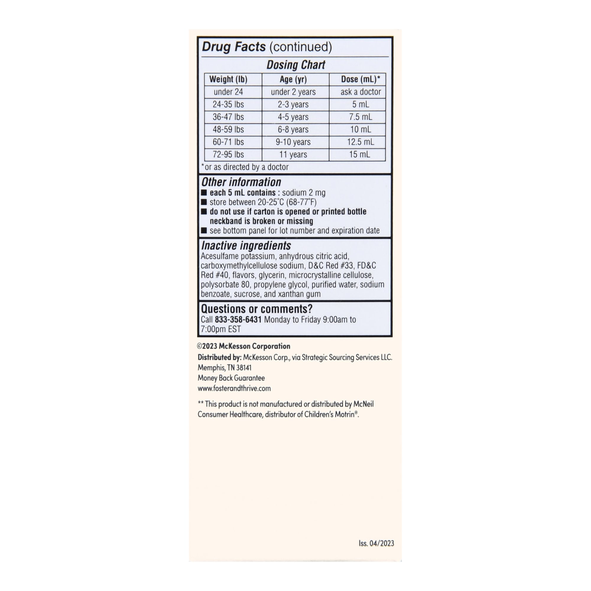 Foster & Thrive™ Ibuprofen Children's Pain Relief, Bubblegum Flavor 70677111701
