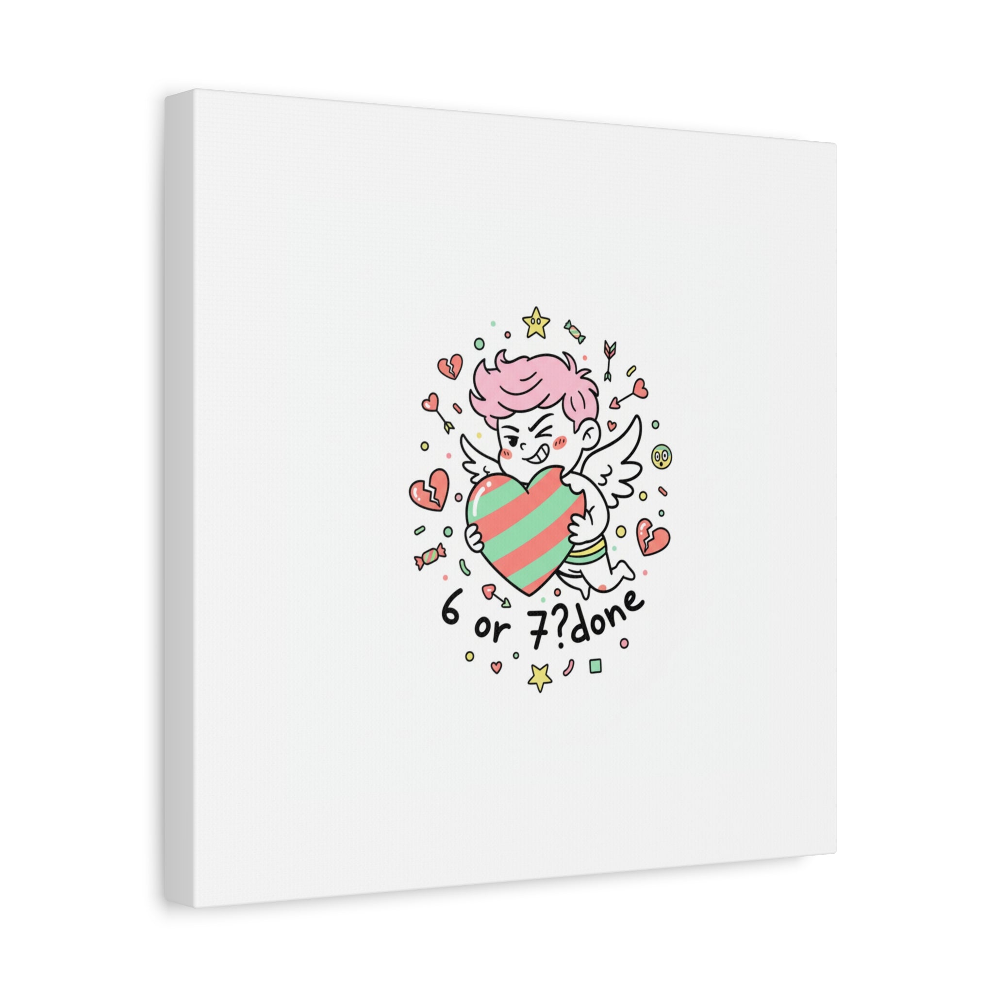 Weird Cupid heart illustration Canvas | Weird Valentine, quirky chaotic love